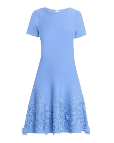 Rickie Freeman for Teri Jon Lace-Trim Knit Midi Dress | Thumbnail 1 Rickie Freeman for Teri Jon Lace-Trim Knit Midi Dress | Thumbnail 1