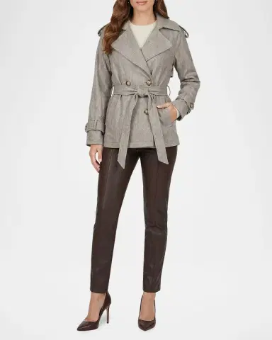 Gorski Cropped Wool Belted Trench Coat | Thumbnail 2 Gorski Cropped Wool Belted Trench Coat | Thumbnail 2