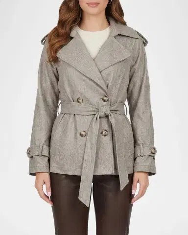 Gorski Cropped Wool Belted Trench Coat | Thumbnail 4 Gorski Cropped Wool Belted Trench Coat | Thumbnail 4
