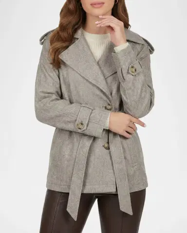 Gorski Cropped Wool Belted Trench Coat | Thumbnail 5 Gorski Cropped Wool Belted Trench Coat | Thumbnail 5