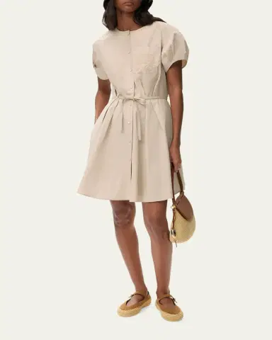Loewe x Paula's Ibiza Anagram Puff-Sleeve Pleated Mini Shirtdress | Thumbnail 4 Loewe x Paula's Ibiza Anagram Puff-Sleeve Pleated Mini Shirtdress | Thumbnail 4