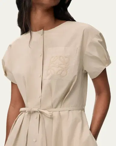 Loewe x Paula's Ibiza Anagram Puff-Sleeve Pleated Mini Shirtdress | Thumbnail 6 Loewe x Paula's Ibiza Anagram Puff-Sleeve Pleated Mini Shirtdress | Thumbnail 6
