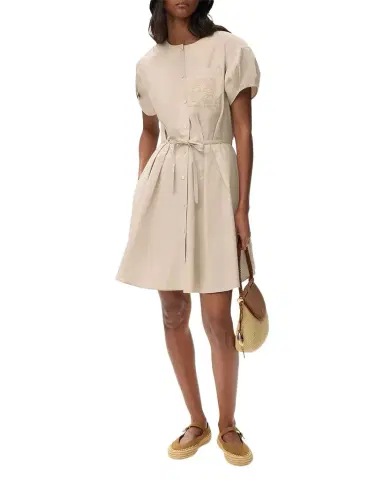 Loewe x Paula's Ibiza Anagram Puff-Sleeve Pleated Mini Shirtdress | Thumbnail 1 Loewe x Paula's Ibiza Anagram Puff-Sleeve Pleated Mini Shirtdress | Thumbnail 1
