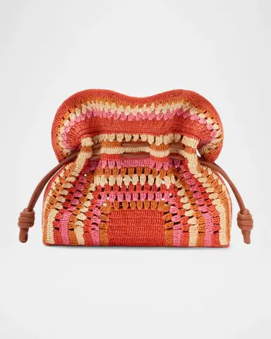 Loewe x Paula 's Ibiza Flamenco Striped Crochet Raffia Clutch Bag | Thumbnail 3