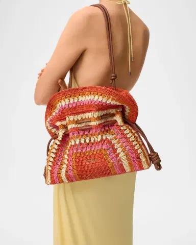 Loewe x Paula 's Ibiza Flamenco Striped Crochet Raffia Clutch Bag | Thumbnail 5
