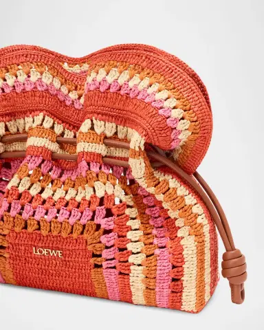 Loewe x Paula 's Ibiza Flamenco Striped Crochet Raffia Clutch Bag | Thumbnail 6
