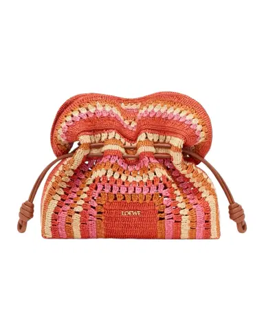 Loewe x Paula 's Ibiza Flamenco Striped Crochet Raffia Clutch Bag | Thumbnail 1