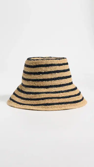 JANESSA LEONE Packable Bucket Hat Natural/Navy S | Thumbnail 2