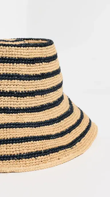 JANESSA LEONE Packable Bucket Hat Natural/Navy S | Thumbnail 4