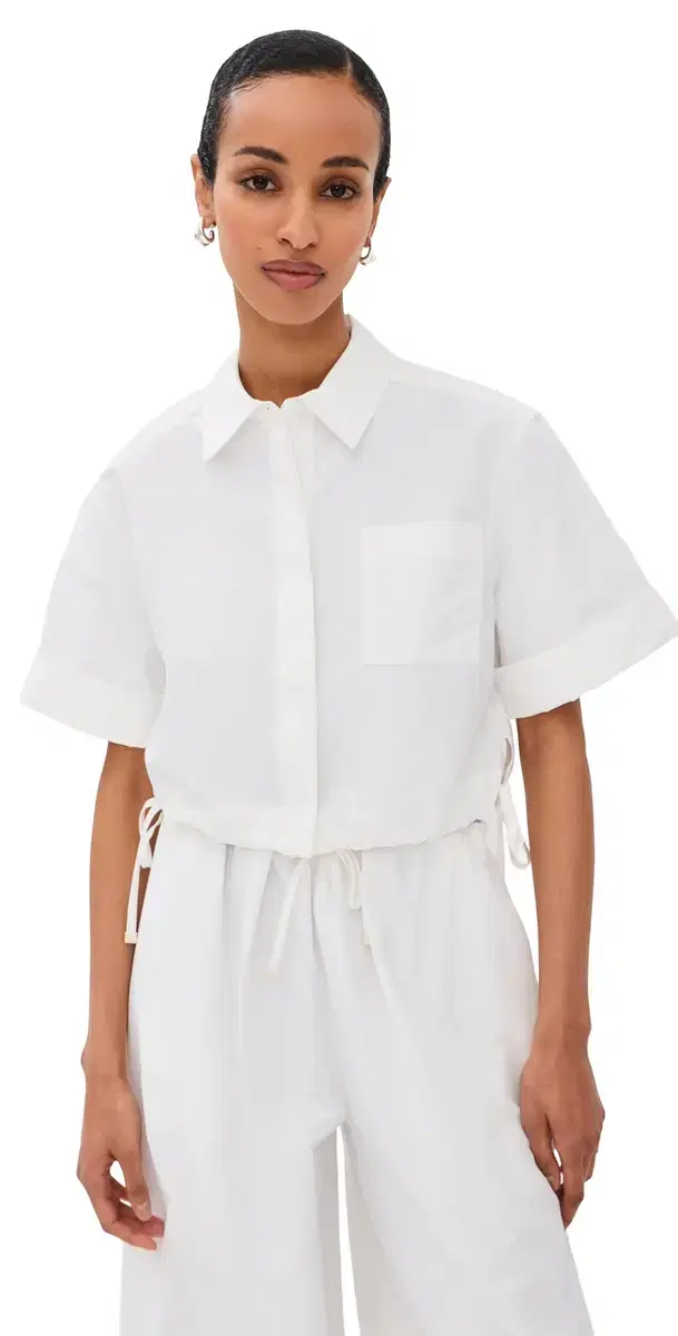 SIMKHAI Ryett Cropped Button Down Shirt White