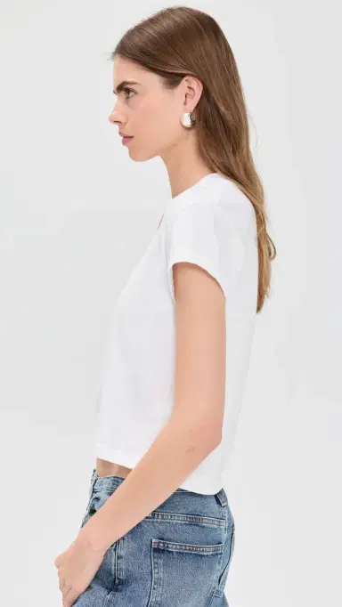 perfectwhitetee Alanis Recycled Cotton V Neck Tee White L | Thumbnail 4
