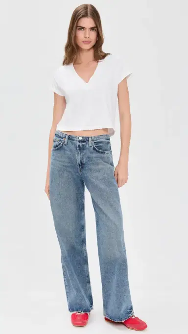 perfectwhitetee Alanis Recycled Cotton V Neck Tee White L | Thumbnail 5