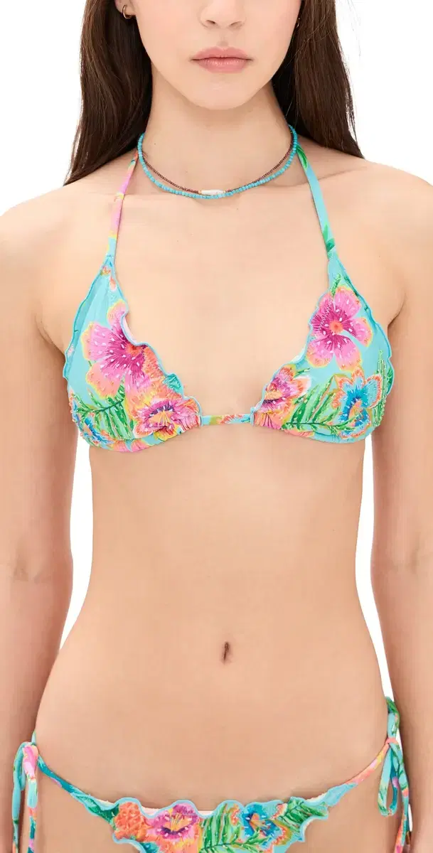 PQ Swim Embroidered ettuce Edge Triangle Bikini Top Solana