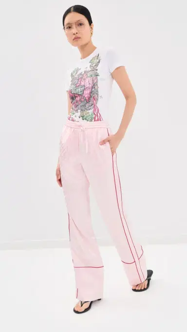 Off-White Satin Pajama Pants Soft | Thumbnail 5 Off-White Satin Pajama Pants Soft | Thumbnail 5