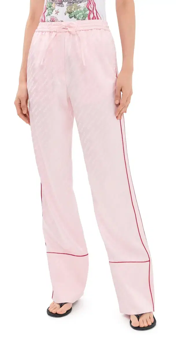 Off-White Satin Pajama Pants Soft Pink