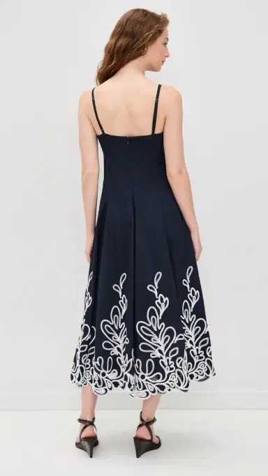 Cinq à Sept Bloom Embroidered Dama Dress Navy/White | Thumbnail 3
