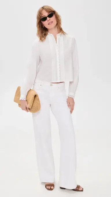 Frame The Keepsake Pintuck Blouse White | Thumbnail 5 Frame The Keepsake Pintuck Blouse White | Thumbnail 5