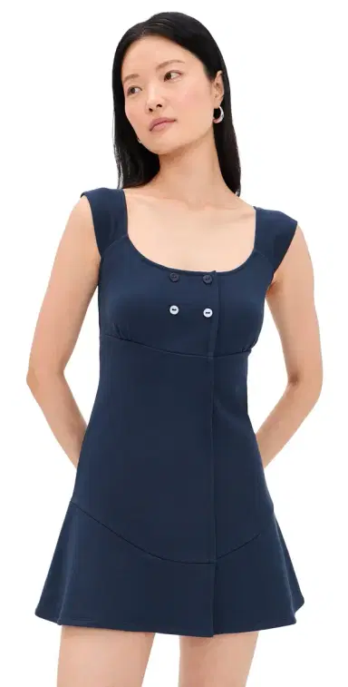 Peachy Den Joni Button Dress Navy | Thumbnail 1 Peachy Den Joni Button Dress Navy | Thumbnail 1