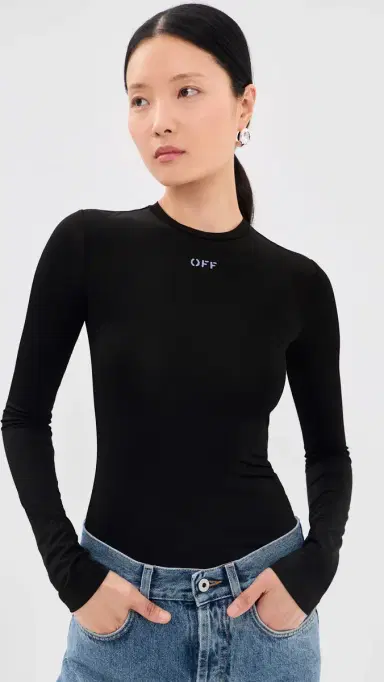 Off-White Off Stamp Second Skin Long Sleeve Crew Tee Black 42 | Thumbnail 2