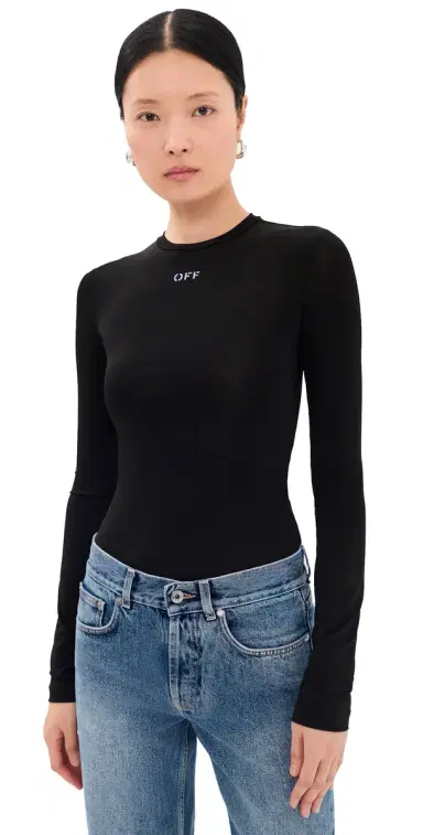 Off-White Off Stamp Second Skin Long Sleeve Crew Tee Black 42 | Thumbnail 1