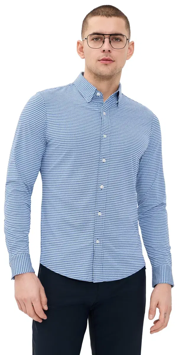 Commuter Slim Fit Shirt Navy Gingham