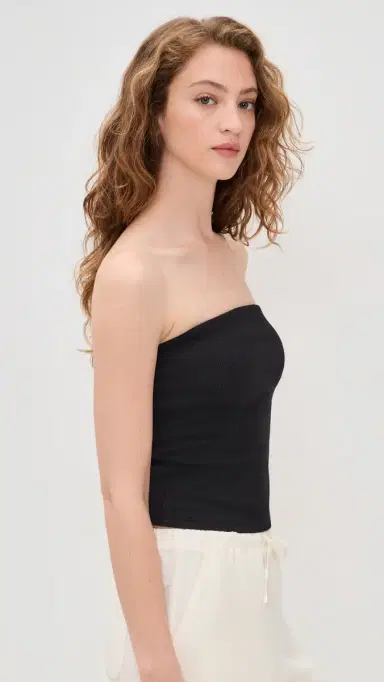 Enza Costa Cotton Rib Bandeau Top Black | Thumbnail 4