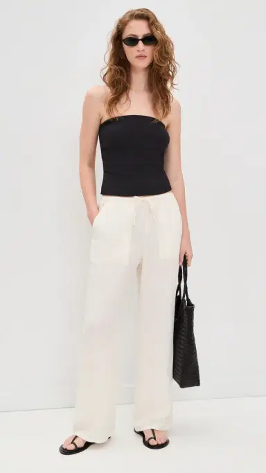 Enza Costa Cotton Rib Bandeau Top Black | Thumbnail 5