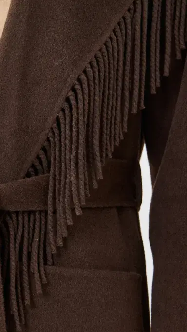 Simkhai Carrie Fringe Robe Coat Chocolate | Thumbnail 6 Simkhai Carrie Fringe Robe Coat Chocolate | Thumbnail 6