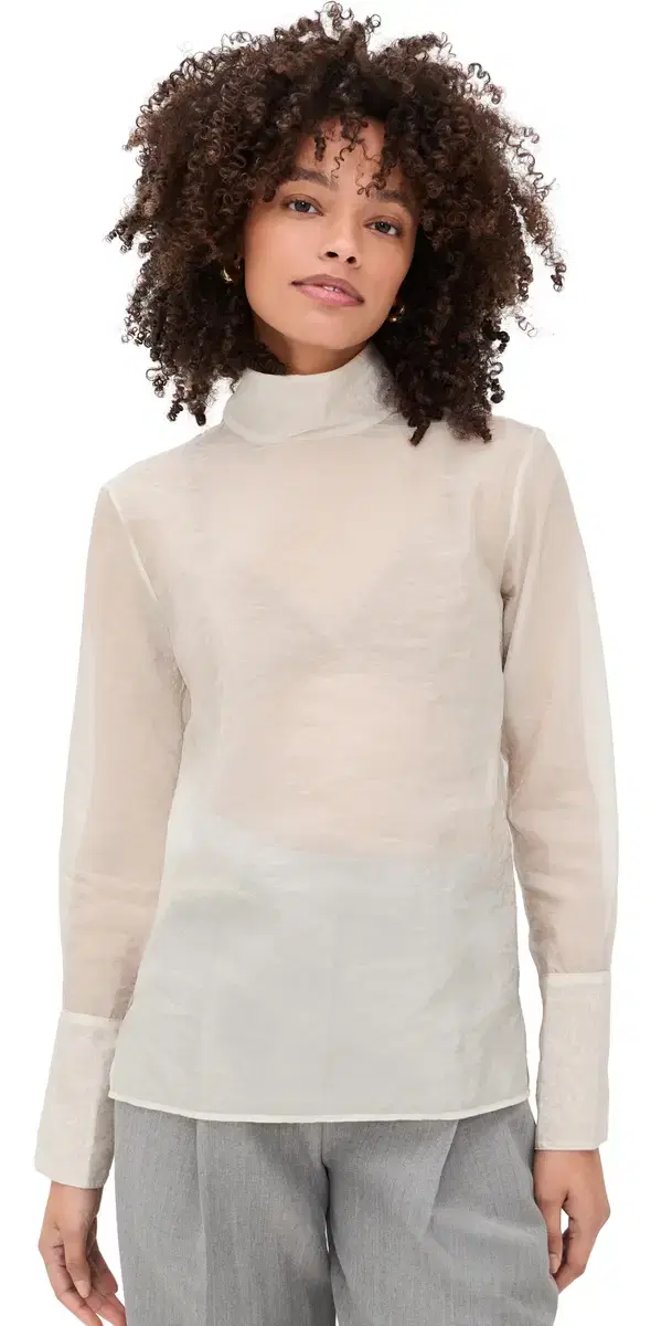 Organza Turtleneck Blouse Cream