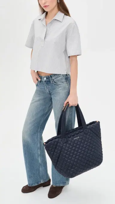MZ Wallace Medium Metro Deluxe Tote Bag Navy One Size | Thumbnail 3