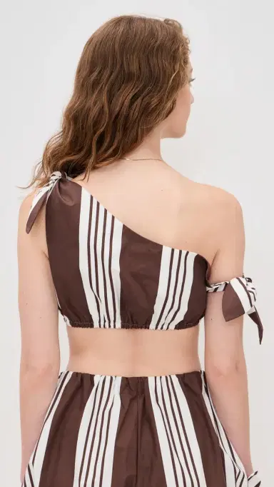 POSSE Rosie Tie Top Chocolate tripe | Thumbnail 3