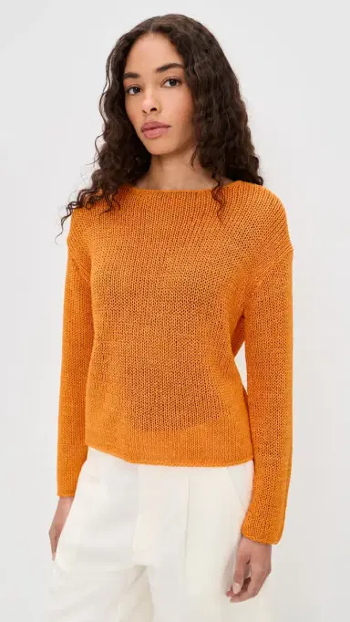 Vince Coated Cotton Pullover Tangerine | Thumbnail 2