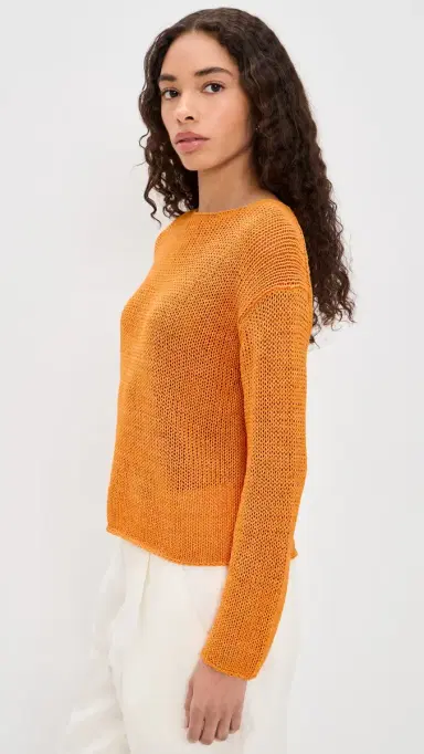 Vince Coated Cotton Pullover Tangerine | Thumbnail 4