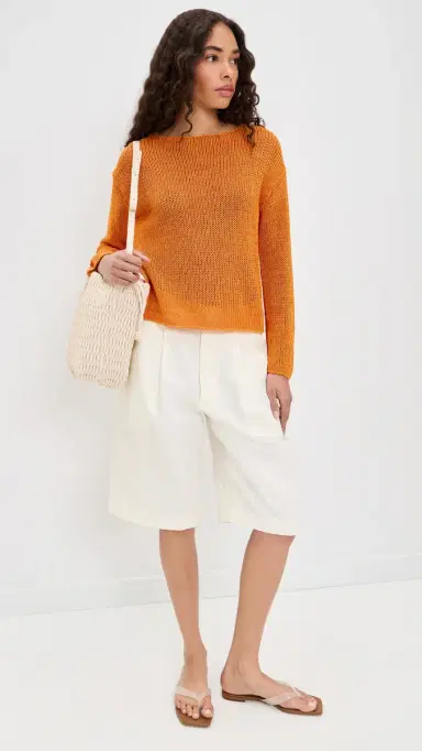 Vince Coated Cotton Pullover Tangerine | Thumbnail 5