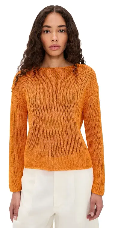 Vince Coated Cotton Pullover Tangerine | Thumbnail 1