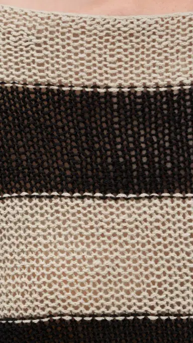 ENZA COSTA Stripe Linen Bateau Sweater Oatmeal/Black M | Thumbnail 6