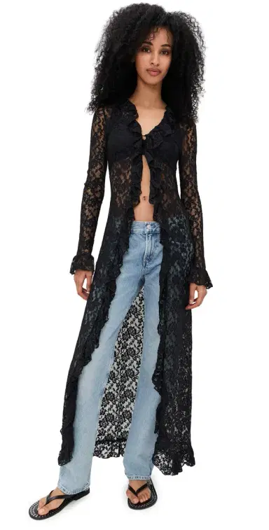 LIONESS Long Nights Maxi Dress Noir | Thumbnail 1 LIONESS Long Nights Maxi Dress Noir | Thumbnail 1