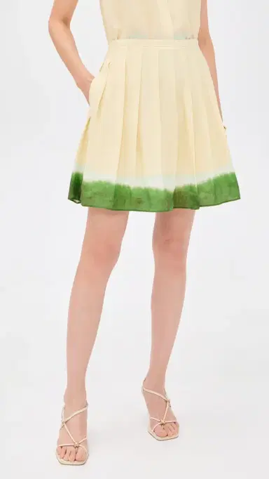 Vince Dip-Dye Pleated Skirt Porcelain/Herba 4 | Thumbnail 2