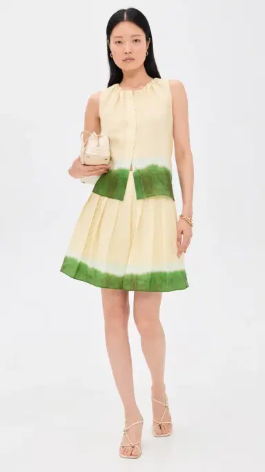 Vince Dip-Dye Pleated Skirt Porcelain/Herba 4 | Thumbnail 5