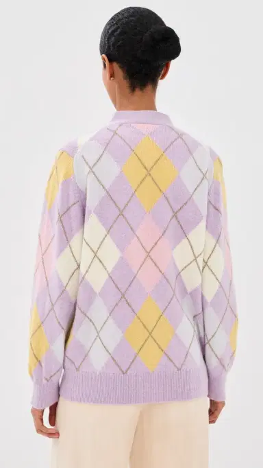 Daughter & Ava Argyle Wool Cardigan ilac/White | Thumbnail 3