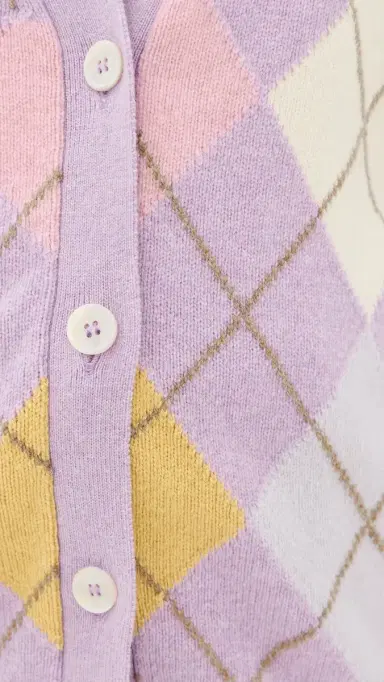 Daughter & Ava Argyle Wool Cardigan ilac/White | Thumbnail 6