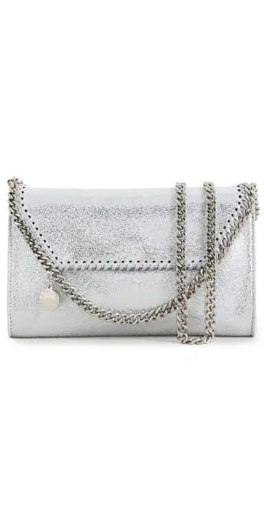 Stella McCartney Falabella Metallic Wallet Crossbody Bag Silver One Size | Thumbnail 1 Stella McCartney Falabella Metallic Wallet Crossbody Bag Silver One Size | Thumbnail 1