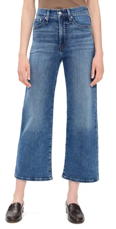 Madewell The Wide-Leg Crop Super Stretch Denim Jean in Oneida Wash Oneida Wash | Thumbnail 1 Madewell The Wide-Leg Crop Super Stretch Denim Jean in Oneida Wash Oneida Wash | Thumbnail 1