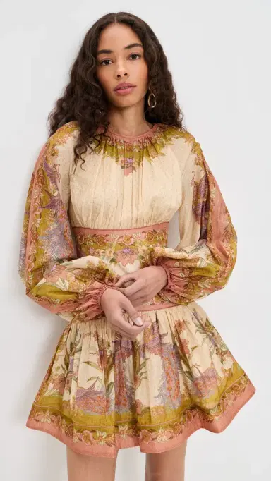 Zimmermann Indra Mini Dress Chartreuse Scarf Floral 1 | Thumbnail 2