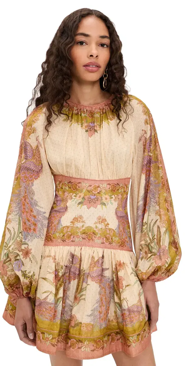 Zimmermann Indra Mini Dress Chartreuse Scarf Floral