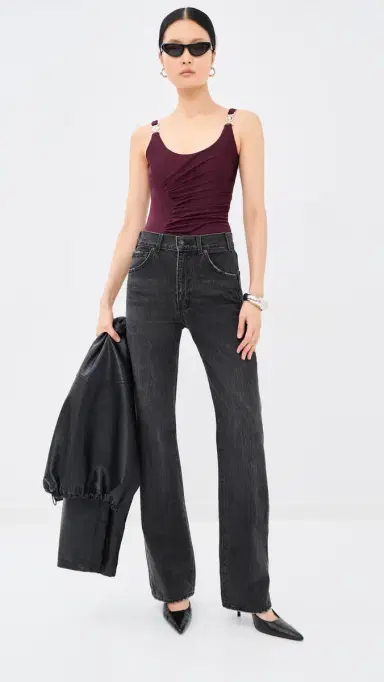 Versace Ruched Bodysuit Burgundy | Thumbnail 5 Versace Ruched Bodysuit Burgundy | Thumbnail 5