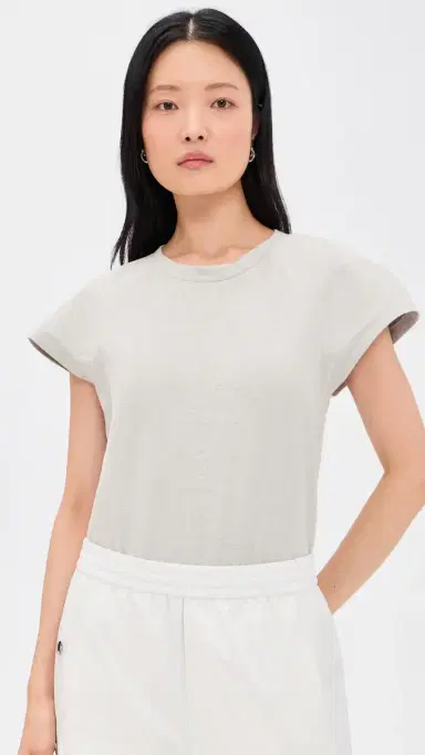 Norma Kamali Cap Sleeve Bomber Bodysuit Light Heather Grey L | Thumbnail 2