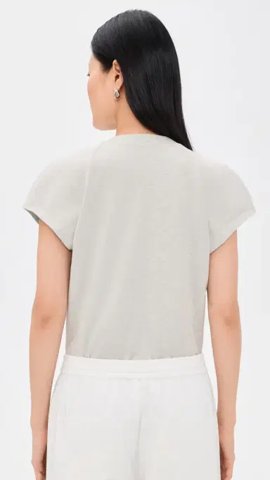 Norma Kamali Cap Sleeve Bomber Bodysuit Light Heather Grey L | Thumbnail 3