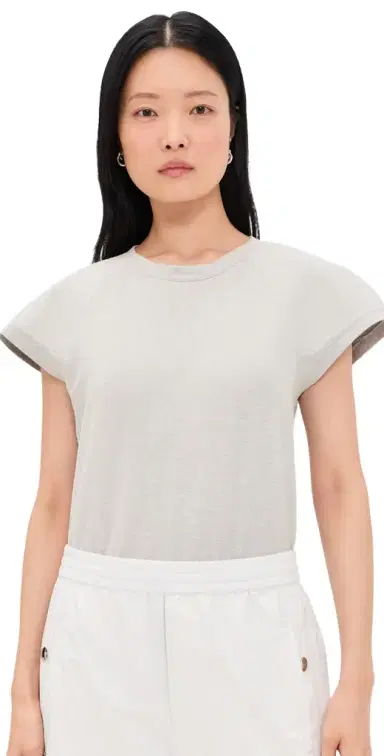 Norma Kamali Cap Sleeve Bomber Bodysuit Light Heather Grey L | Thumbnail 1