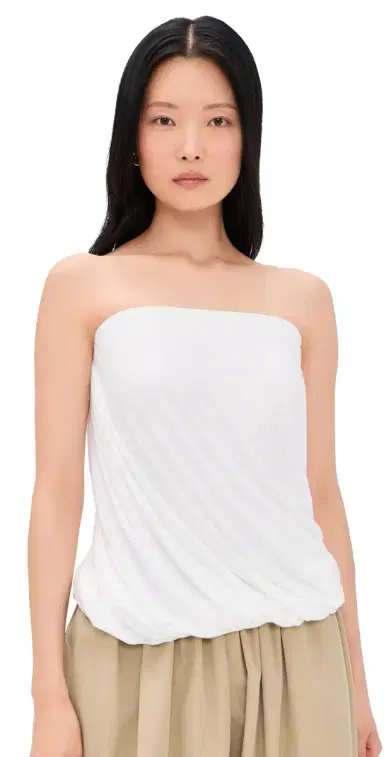 Norma Kamali Strapless Twist Top Snow | Thumbnail 1 Norma Kamali Strapless Twist Top Snow | Thumbnail 1